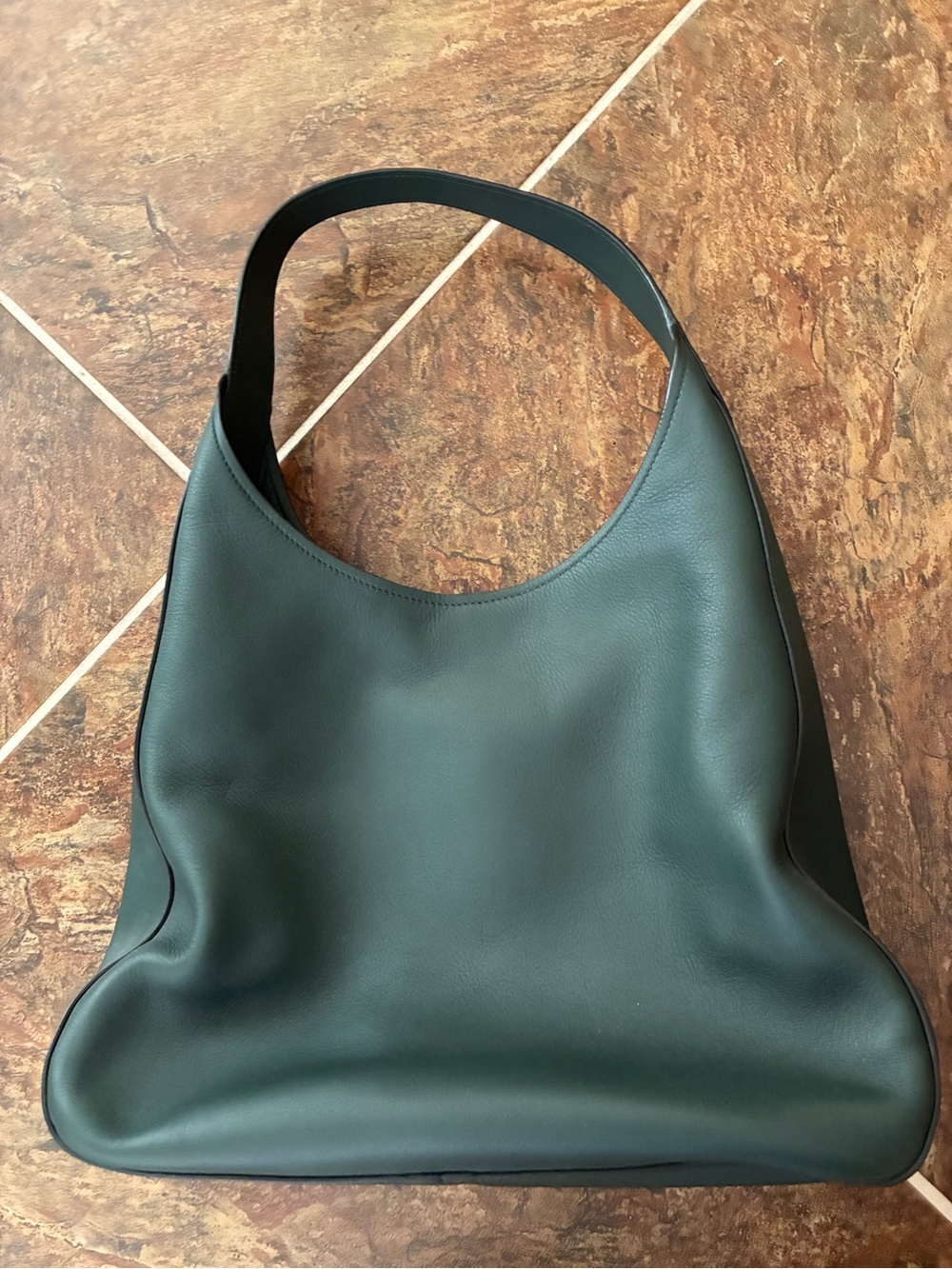 Prada Vitello Corsica Smeraldo Green Leather Hobo Shoulder Bag 1BC013 - Picture 8 of 14